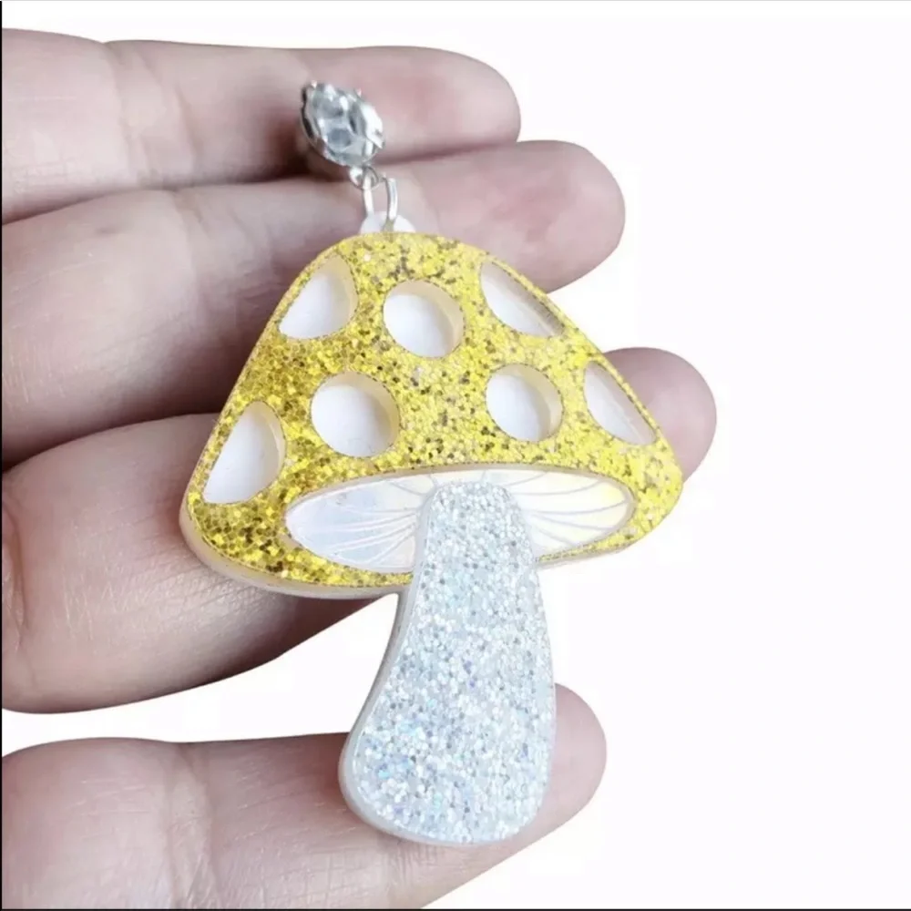 Silver Amanita Mushroom Earrings - Picture 7 of 7